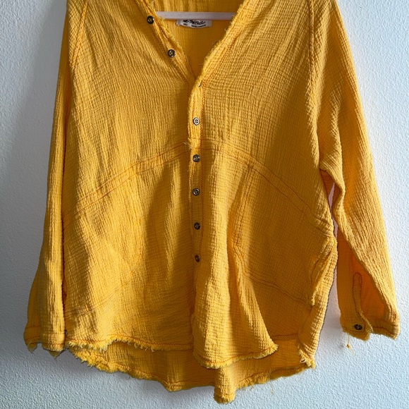 We The Free Mustard Button-Down Shirt S - Picture 4 of 6